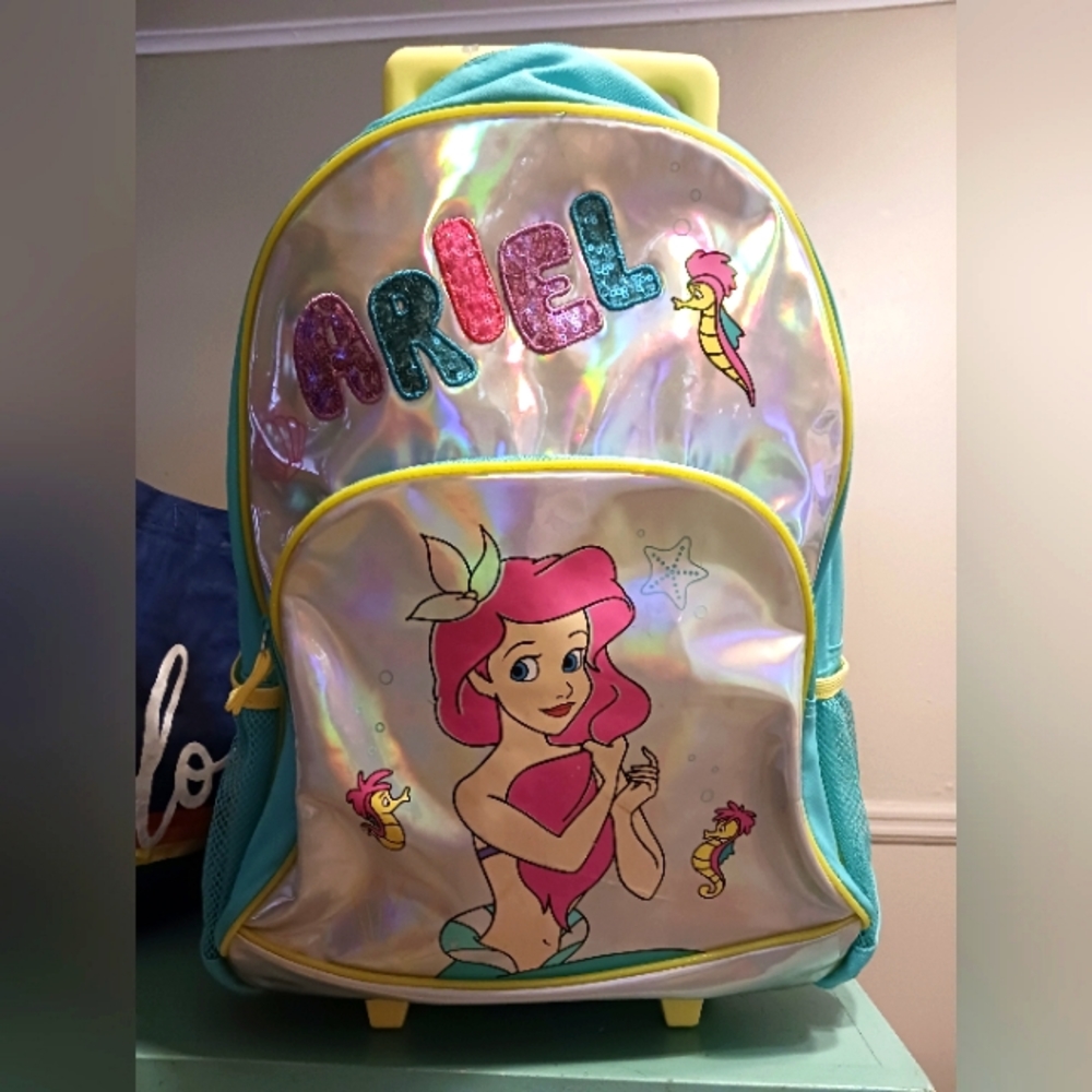 Ariel little mermaid rolling school backpack